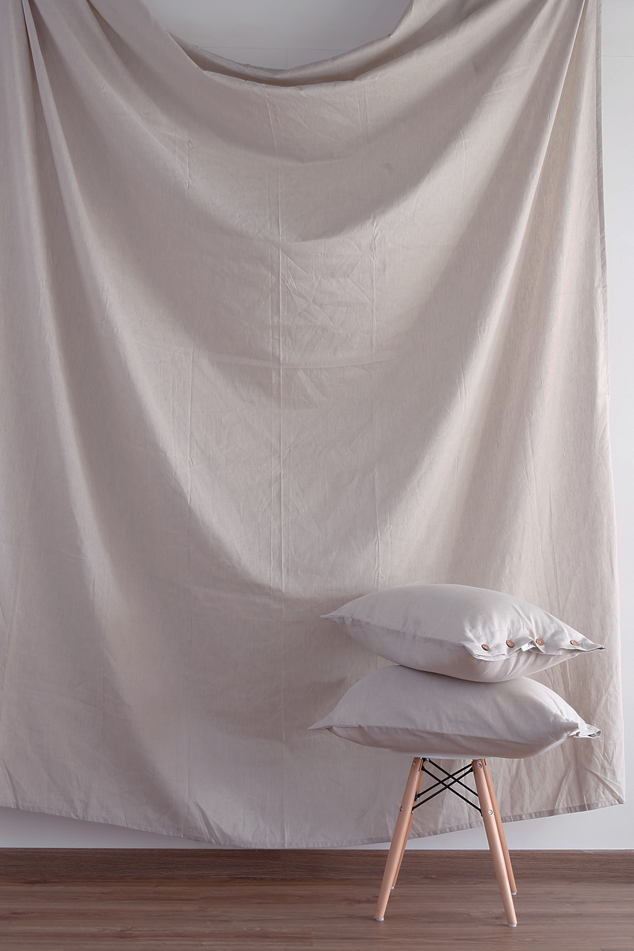 Beige Linen & Cotton Bedsheet Set by Thoppia at Pernia's Pop Up Shop