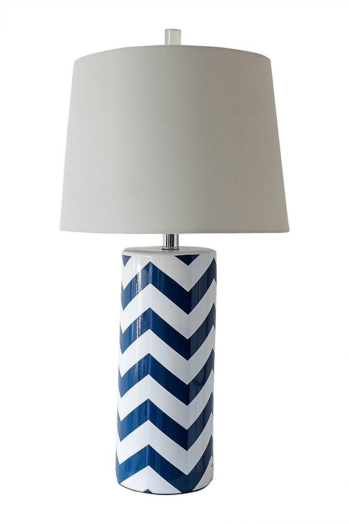 Blue Chevron Pattern Table Lamp Design, Secure Lamp To Table