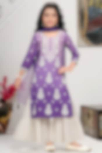 Purple Cotton Mulmul Sharara Set For Girls by TIAARNA at Pernia's Pop Up Shop