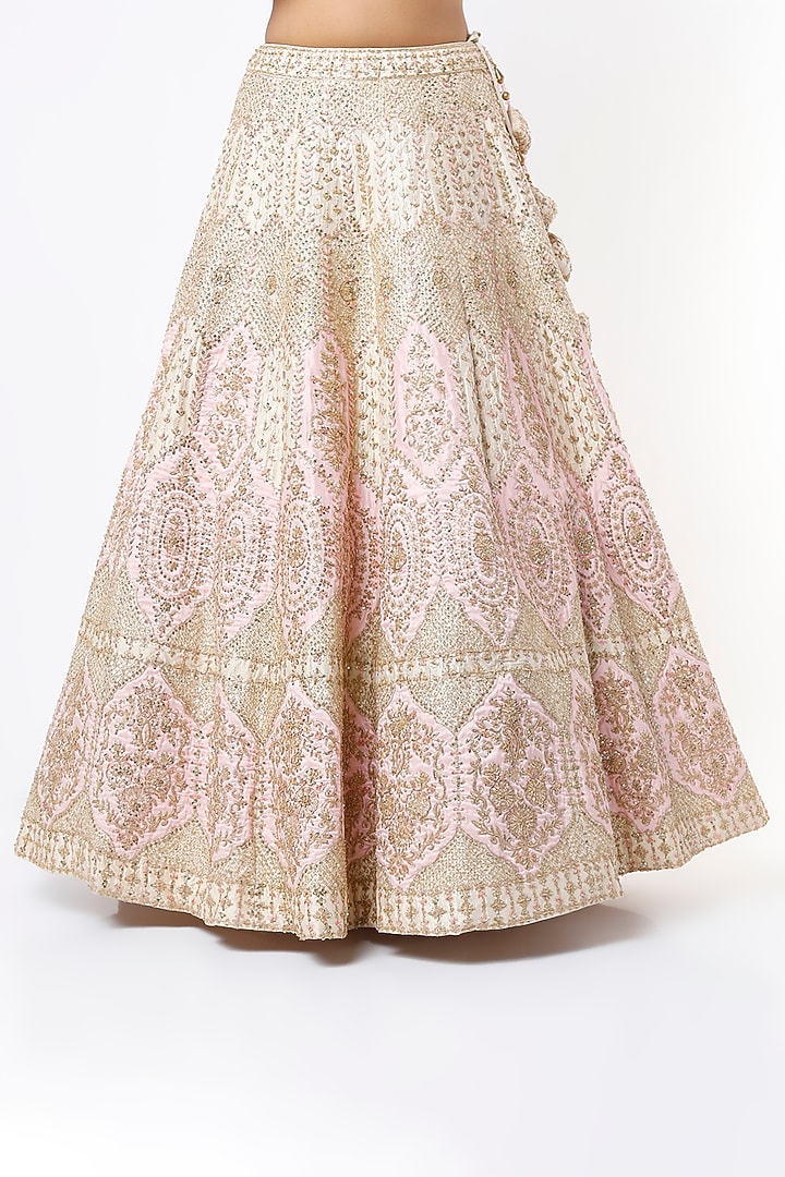 Cream Raw Silk Embroidered Wedding Lehenga Set by Angad Singh at Pernia's Pop Up Shop