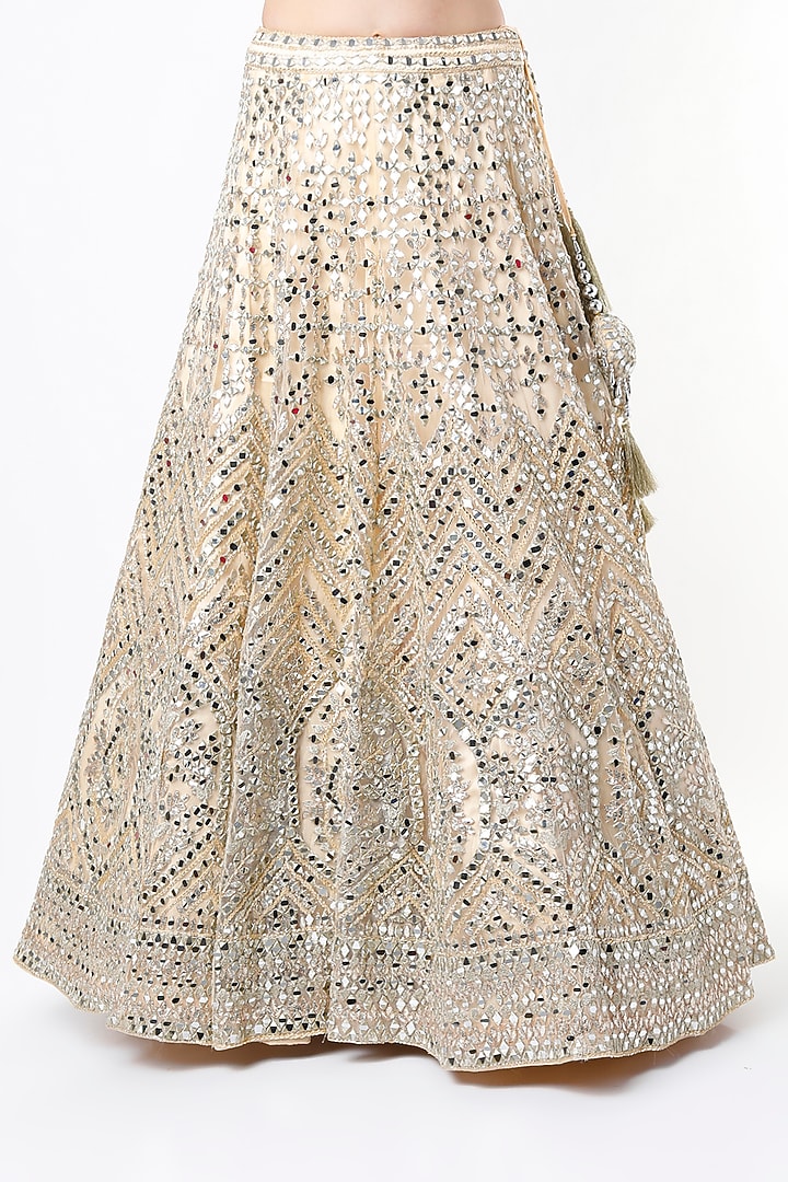 Beige Net Embroidered Wedding Lehenga Set by Angad Singh at Pernia's Pop Up Shop