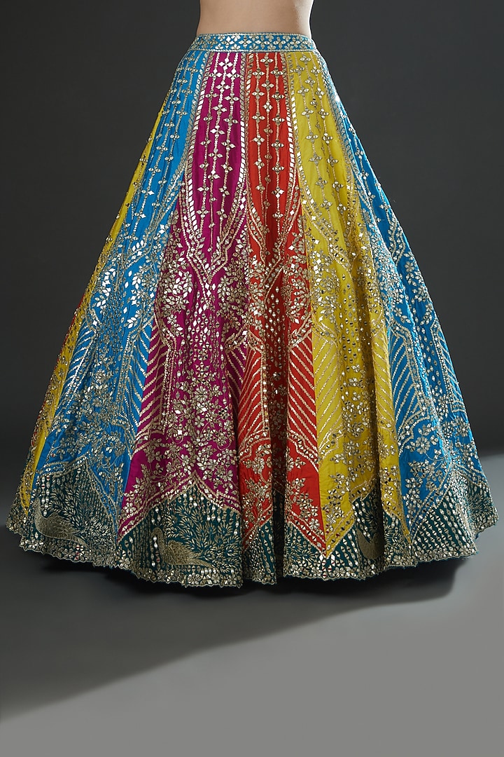 Multi-Colored Silk Embroidered Wedding Lehenga Set by Angad Singh at Pernia's Pop Up Shop