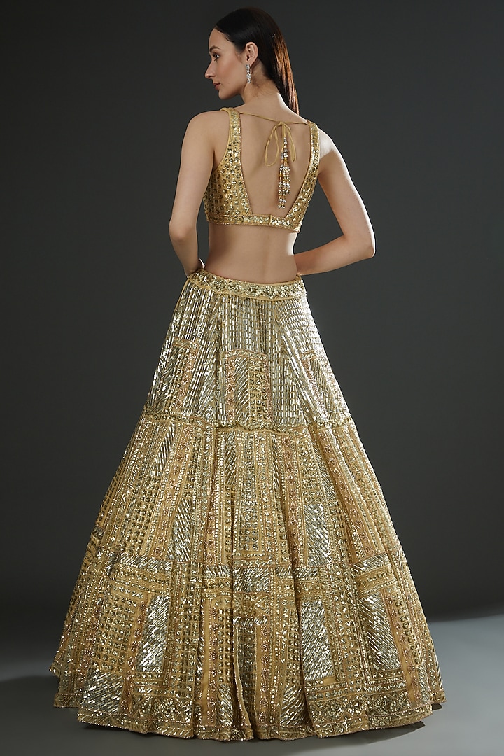 Yellow Organza Embroidered Bridal Lehenga Set by Angad Singh at Pernia's Pop Up Shop