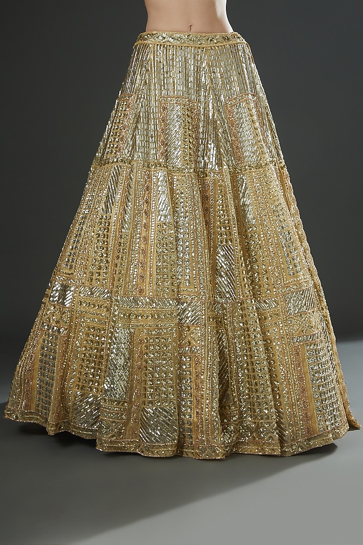 Yellow Organza Embroidered Bridal Lehenga Set by Angad Singh at Pernia's Pop Up Shop