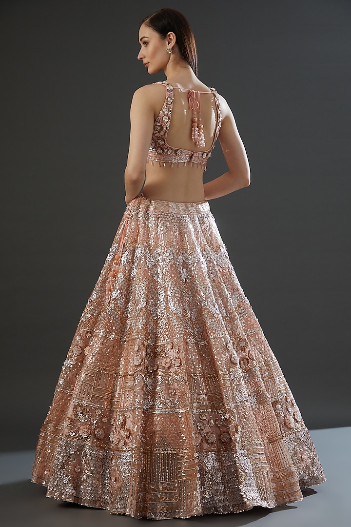 Nude Organza Embroidered Bridal Lehenga Set by Angad Singh at Pernia's Pop Up Shop