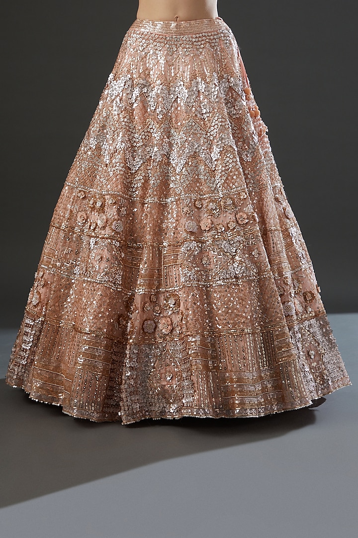 Nude Organza Embroidered Bridal Lehenga Set by Angad Singh at Pernia's Pop Up Shop