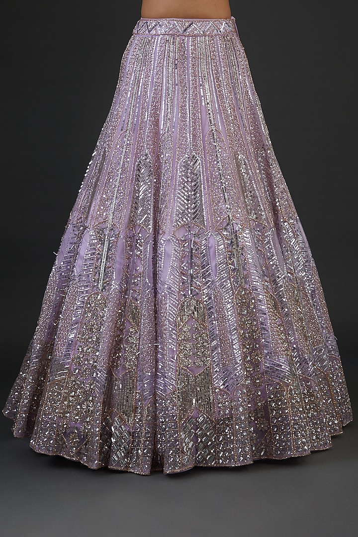 Lavender Organza Embroidered Bridal Lehenga Set by Angad Singh at Pernia's Pop Up Shop