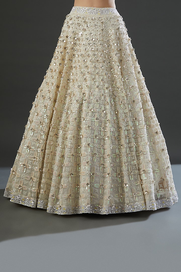 White Organza Embroidered Bridal Lehenga Set by Angad Singh at Pernia's Pop Up Shop