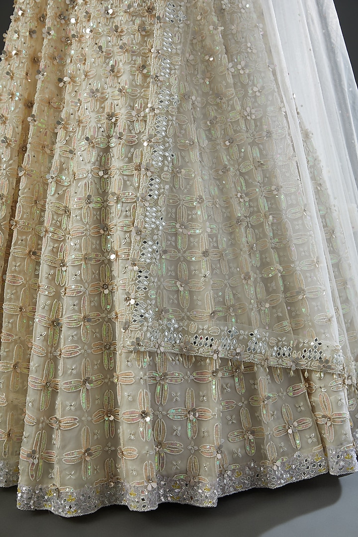 White Organza Embroidered Bridal Lehenga Set by Angad Singh at Pernia's Pop Up Shop