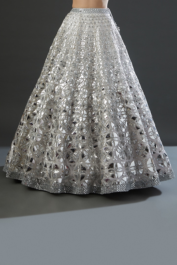 Silver Organza Embroidered Wedding Lehenga Set by Angad Singh at Pernia's Pop Up Shop