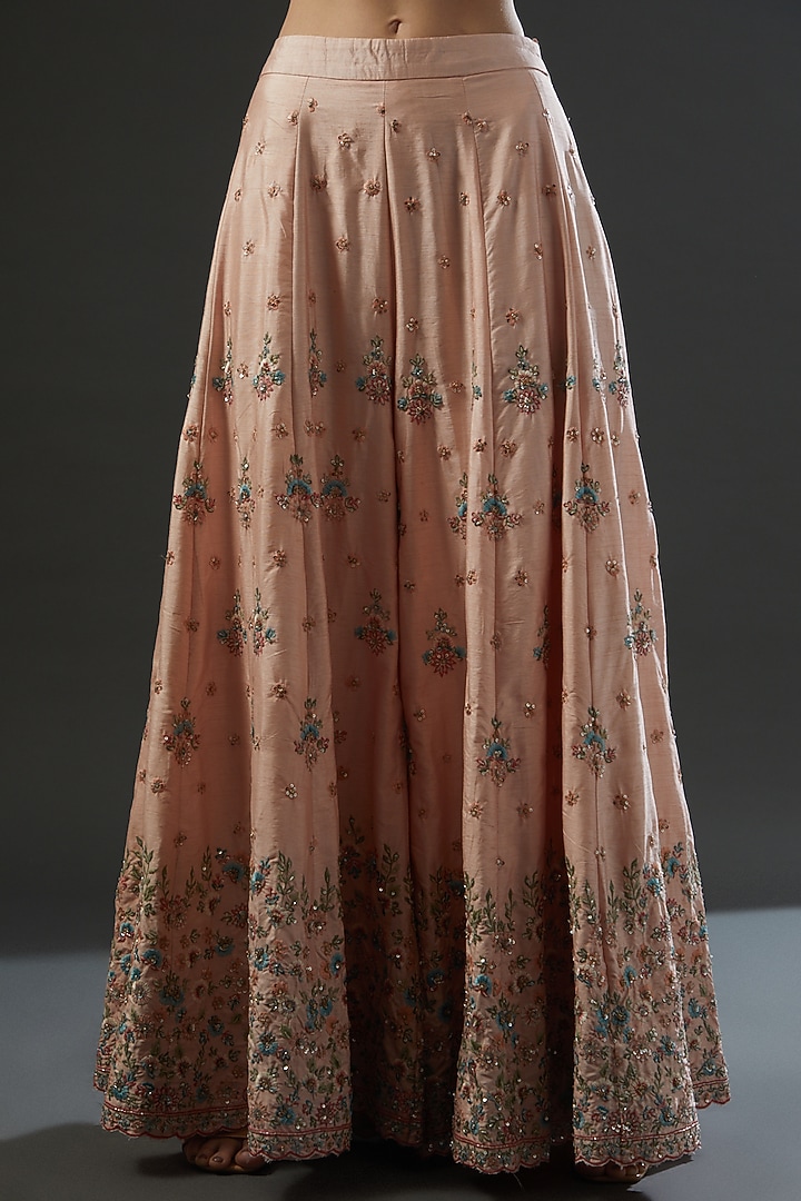 Blush Pink Raw Silk Embroidered Bridal Sharara Set by Angad Singh at Pernia's Pop Up Shop