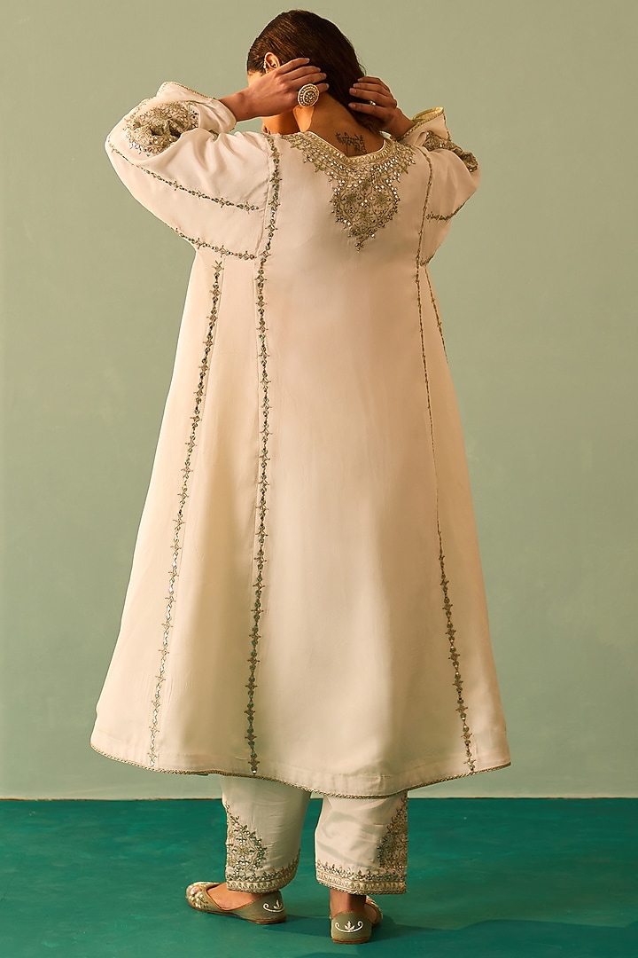 Ivory Silk Embroidered Choga Set by Angad Singh at Pernia's Pop Up Shop