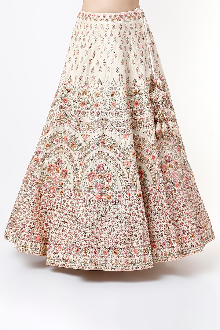 Cream Raw Silk Embroidered Wedding Lehenga Set by Angad Singh at Pernia ...