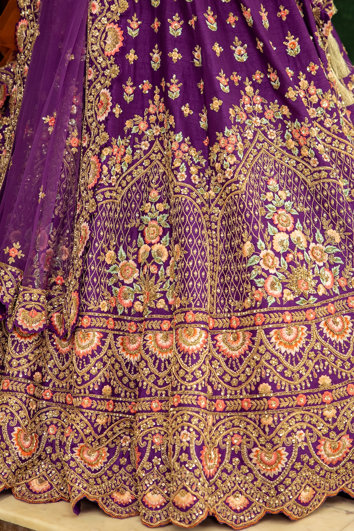 Purple Raw Silk Embroidered Wedding Lehenga Set by Angad Singh at ...