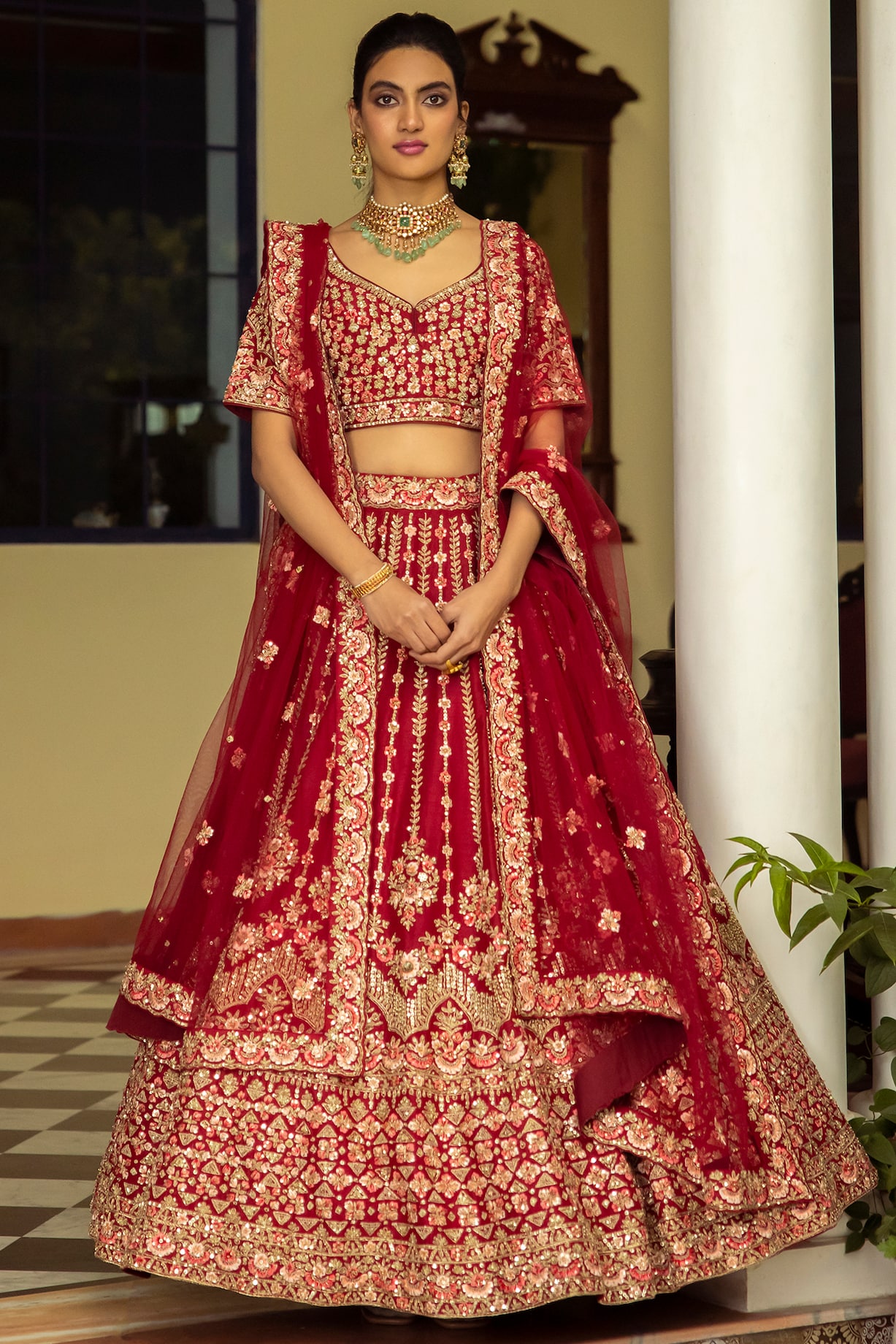 Bridal Red Raw Silk Double Dupatta Lehenga Set Angad Singh-, 58% OFF