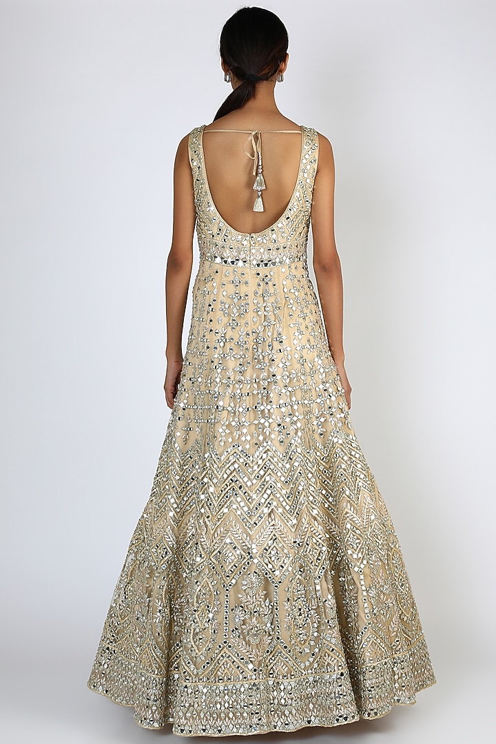Gold Embroidered Wedding Gown With Dupatta by Angad Singh at Pernia's Pop Up Shop