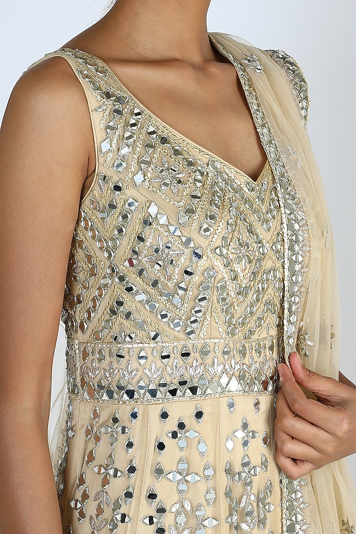 Gold Embroidered Wedding Gown With Dupatta by Angad Singh at Pernia's Pop Up Shop