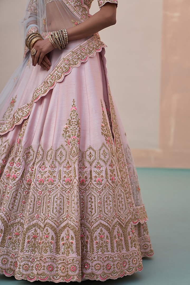 Blush Pink Raw Silk Lehenga Set