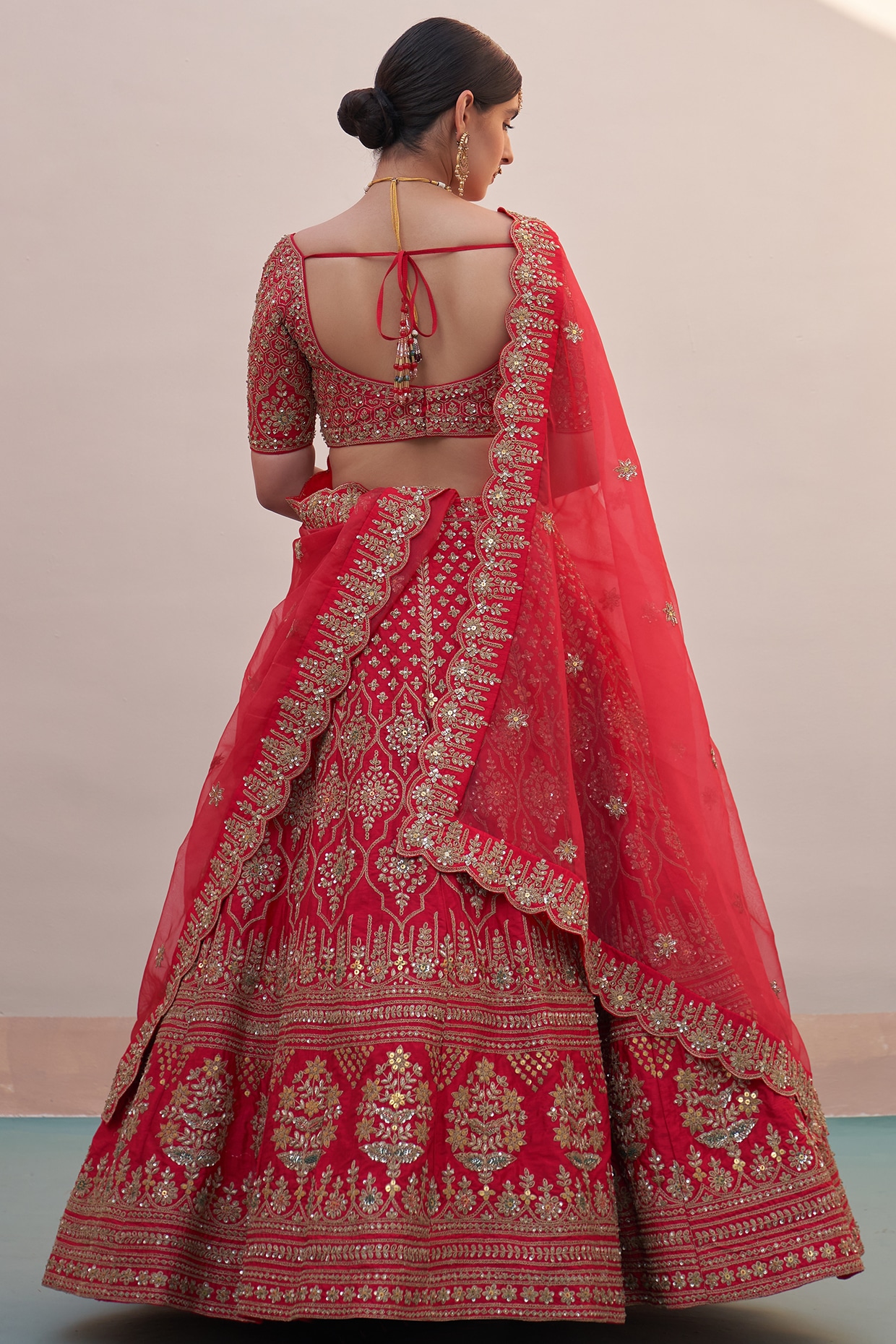 Buy Embellished Designer Red Bridal Lehenga Choli Dress – Nameera by Farooq