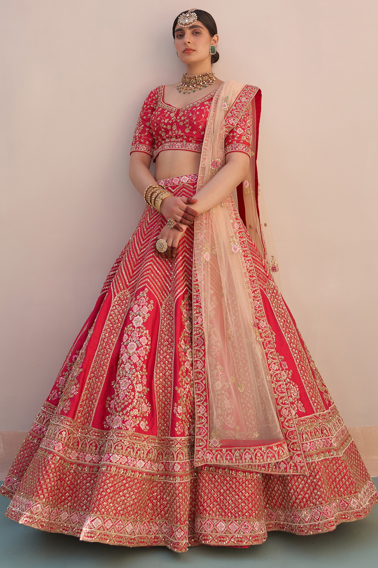 royal gold bridal lehenga with threadwork and zardozi | Indian fashion  trends, Indian fashion, Bridal lehenga