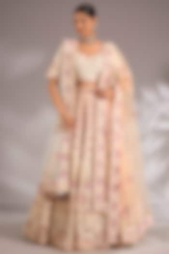 Ivory Raw Silk Embroidered Bridal Lehenga Set by Angad Singh at Pernia's Pop Up Shop