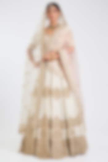 Ivory Raw Silk Embroidered Wedding Lehenga Set by Angad Singh at Pernia's Pop Up Shop