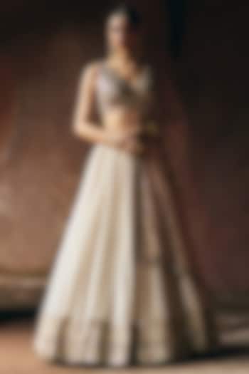 Gold Banarasi Tissue Wedding Lehenga Set by Angad Singh at Pernia's Pop Up Shop