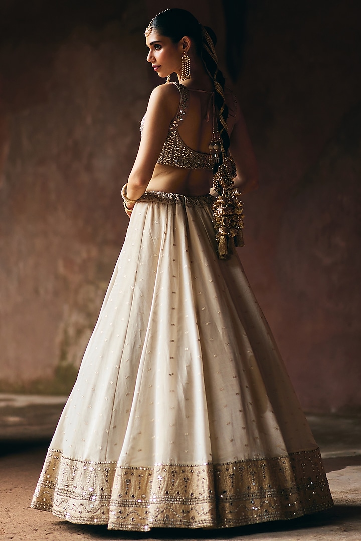 Gold Banarasi Tissue Wedding Lehenga Set by Angad Singh at Pernia's Pop Up Shop
