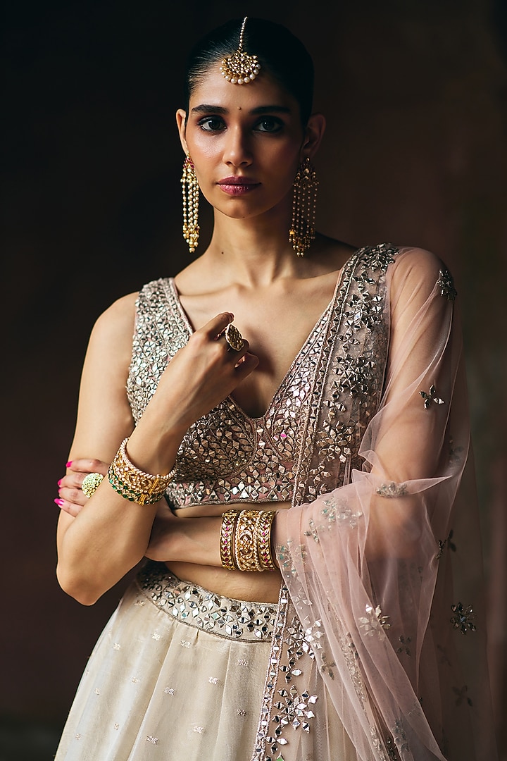 Gold Banarasi Tissue Wedding Lehenga Set by Angad Singh at Pernia's Pop Up Shop