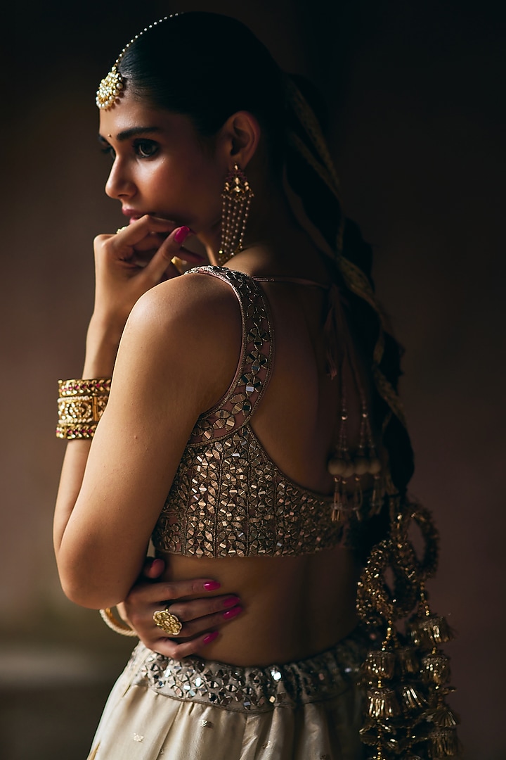 Gold Banarasi Tissue Wedding Lehenga Set by Angad Singh at Pernia's Pop Up Shop