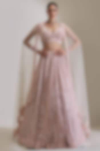 Sea Green Satin Organza Crystal Embroidered Bridal Lehenga Set by Angad Singh at Pernia's Pop Up Shop