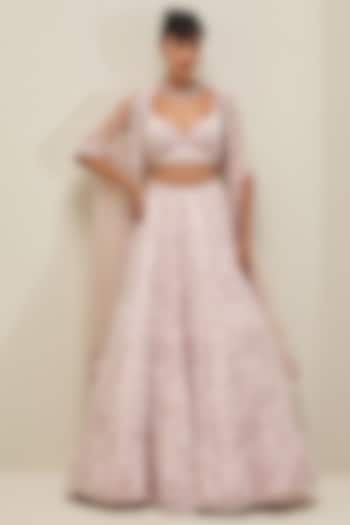 Blush Pink Satin Organza Sequins Embroidered Bridal lehenga for 22 Lehenga Set by Angad Singh at Pernia's Pop Up Shop