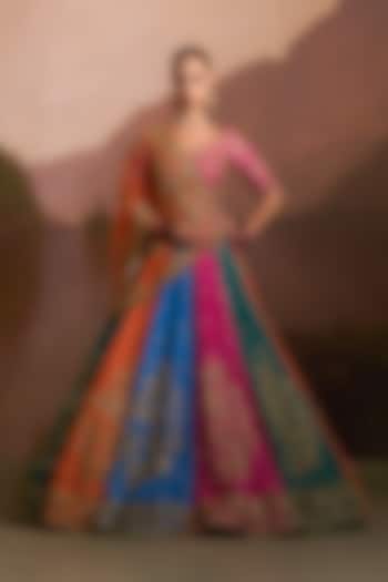 Multi-Colored Raw Silk Zardosi Embroidered Bridal Lehenga Set by Angad Singh at Pernia's Pop Up Shop