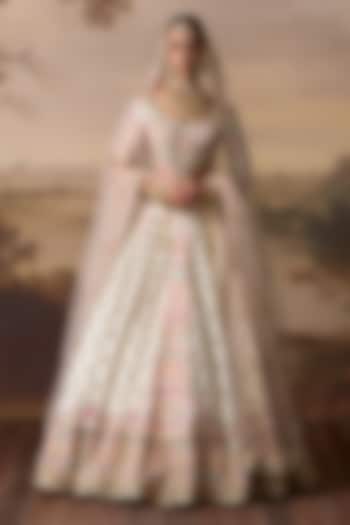 Ivory Raw Silk Resham Embroidered Bridal Lehenga Set by Angad Singh at Pernia's Pop Up Shop