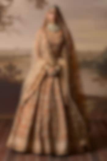 Rust Raw Silk Embroidered Bridal Lehenga Set by Angad Singh at Pernia's Pop Up Shop