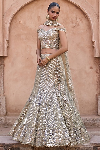 Shop Golden Lehenga With Red Dupatta for Women Online from India's Luxury  Designers 2026
