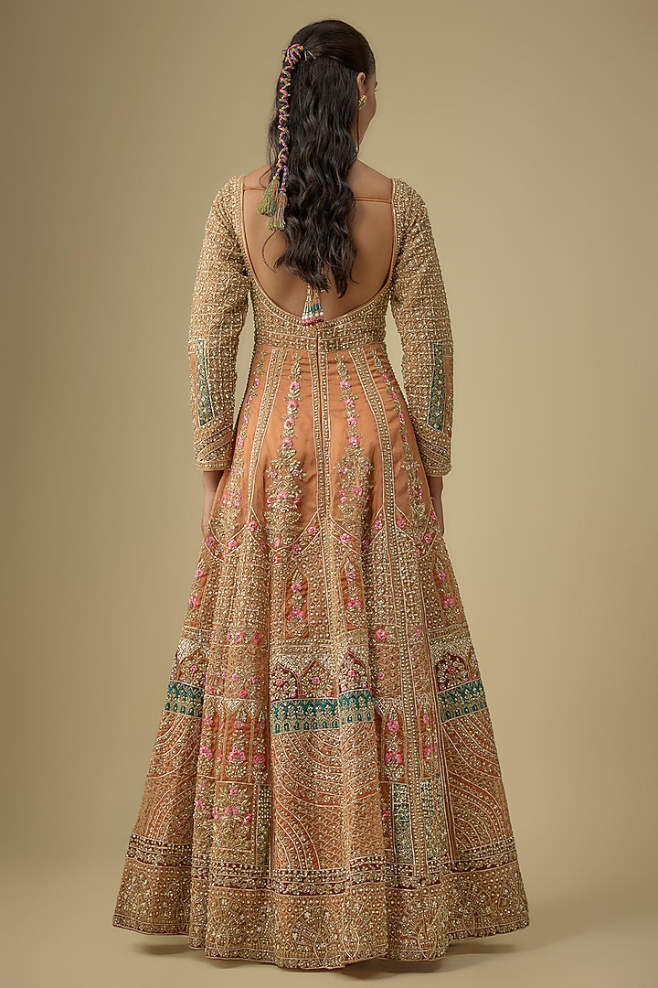 Mustard Organza Anarkali Set by Angad Singh at Pernia's Pop Up Shop