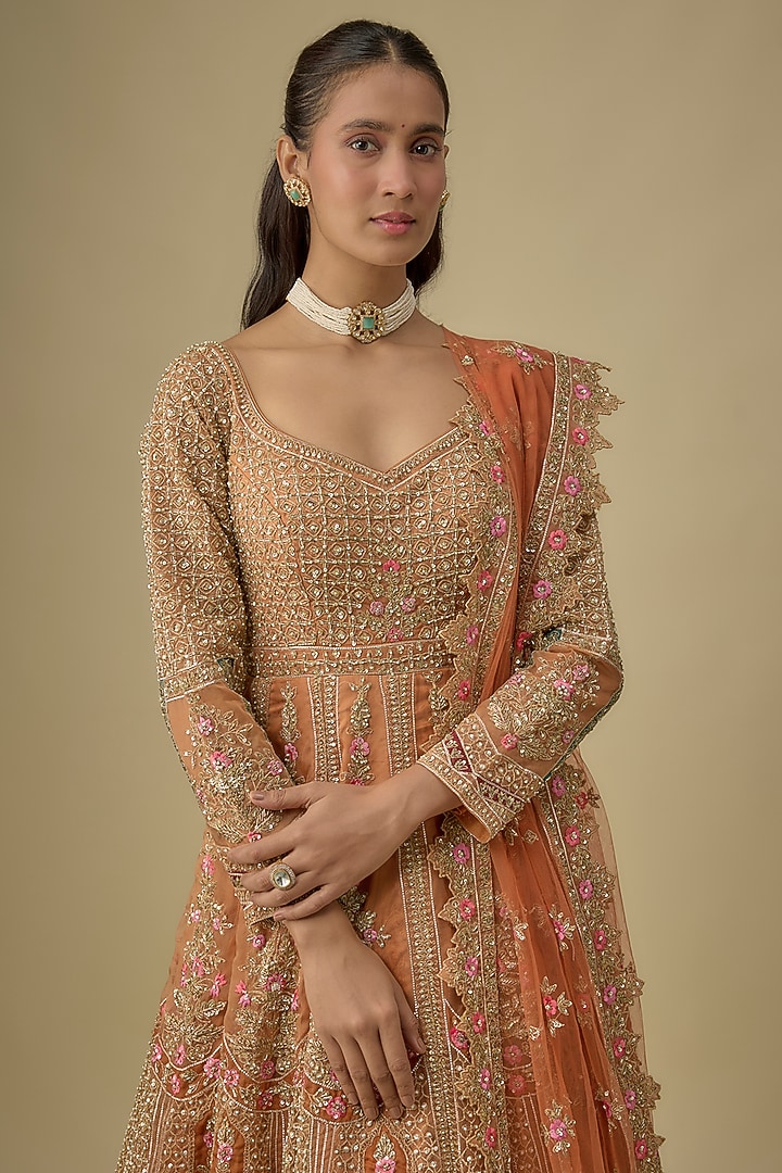 Mustard Organza Anarkali Set by Angad Singh at Pernia's Pop Up Shop