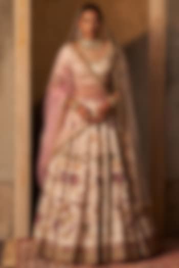 Ivory Raw Silk Embroidered Bridal Lehenga Set by Angad Singh at Pernia's Pop Up Shop