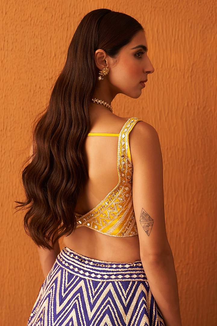 Purple Raw Silk Embroidered Wedding Lehenga Set by Angad Singh at Pernia's Pop Up Shop