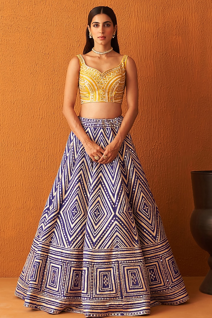 Purple Raw Silk Embroidered Wedding Lehenga Set by Angad Singh at Pernia's Pop Up Shop