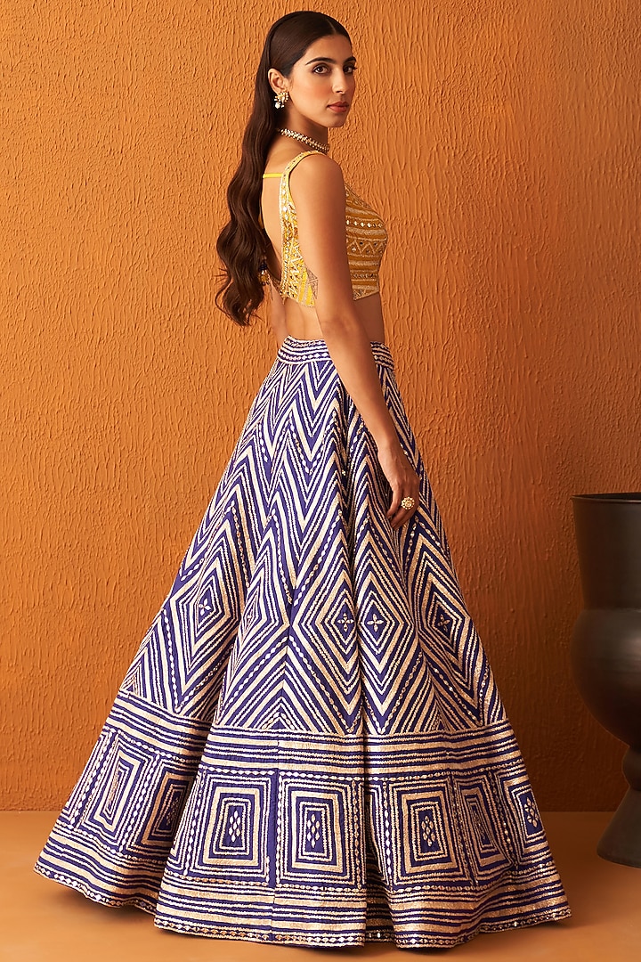 Purple Raw Silk Embroidered Wedding Lehenga Set by Angad Singh at Pernia's Pop Up Shop
