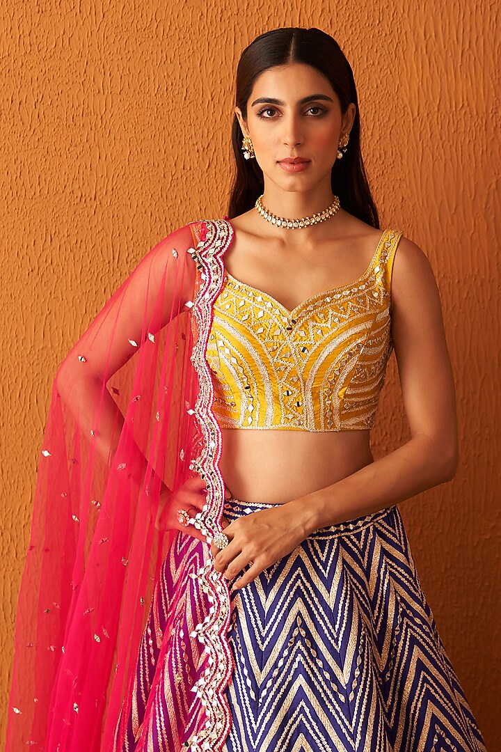 Purple Raw Silk Embroidered Wedding Lehenga Set by Angad Singh at Pernia's Pop Up Shop