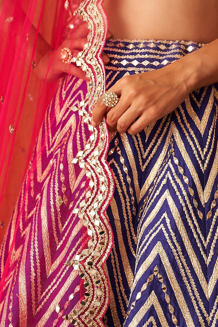Purple Raw Silk Embroidered Wedding Lehenga Set by Angad Singh at Pernia's Pop Up Shop