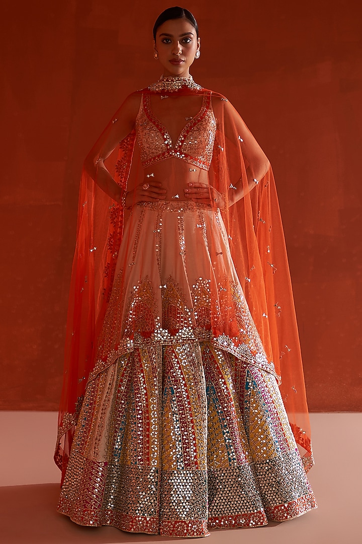 Ivory Raw Silk Embroidered Wedding Lehenga Set by Angad Singh at Pernia's Pop Up Shop