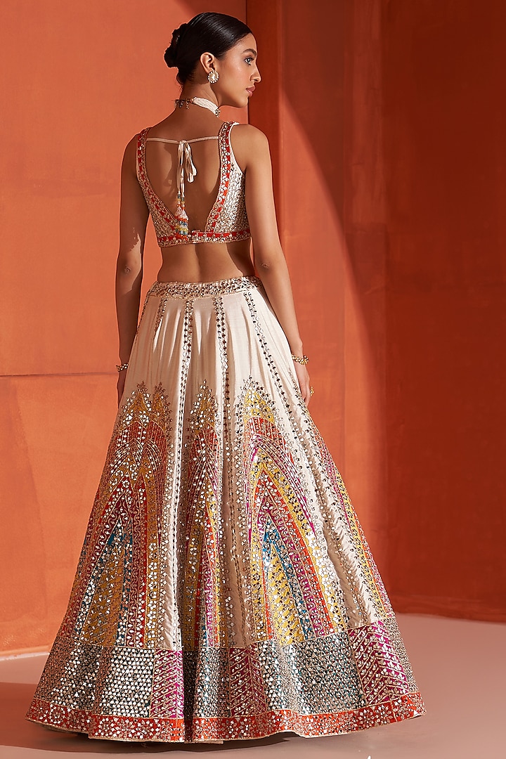 Luxury Silk Satin Embroidered Lehenga Set For Wedding And Festive Wear