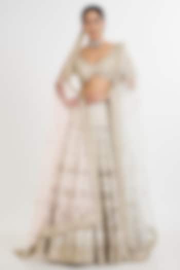 Ivory Raw Silk Embroidered Bridal Lehenga Set by Angad Singh at Pernia's Pop Up Shop