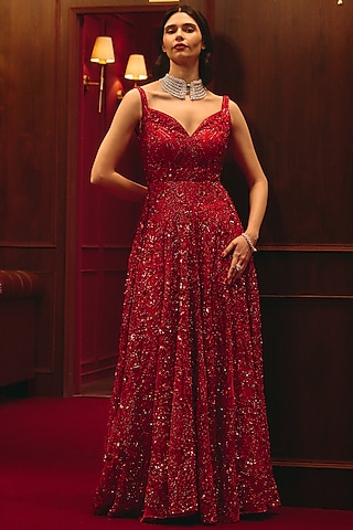 red net dress Juno Red High Neck Maxi Knit Dress