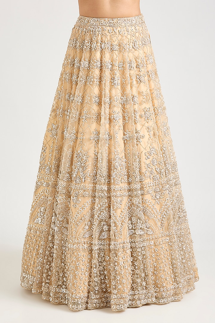 Champagne Gold Net Bridal Lehenga Set by Angad Singh at Pernia's Pop Up Shop
