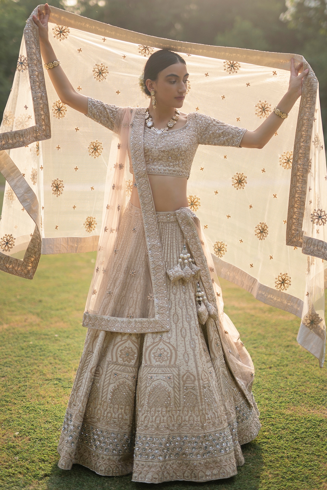 Buy Ivory Lehenga Choli In Raw Silk Accentuated With Hand Embroidery In  Floral Motifs Online - Kalki Fashion